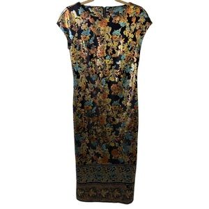 Beige by eci Black Floral Midi Dress